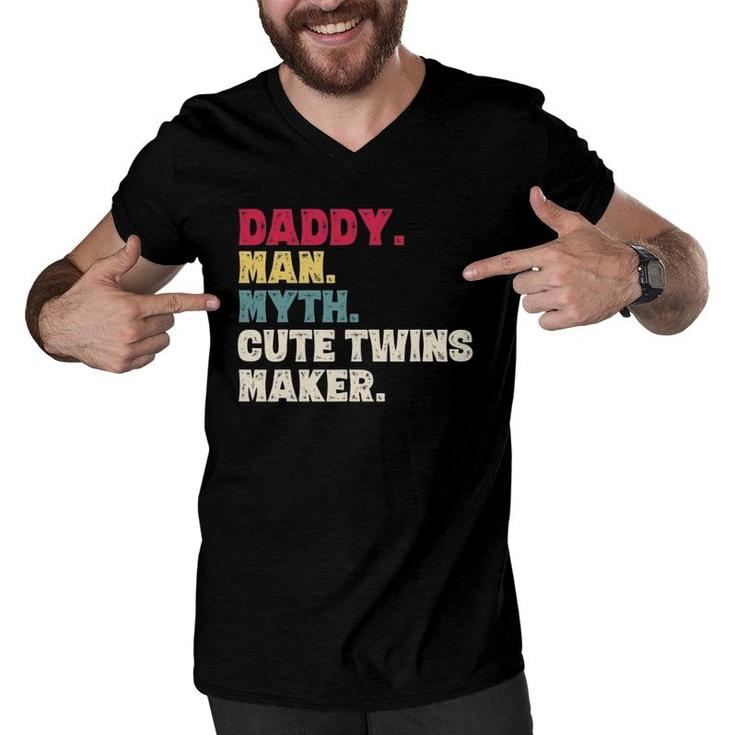 Father's Day Daddy Man Myth Cute Twins Maker Vintage Gift Men V-Neck Tshirt