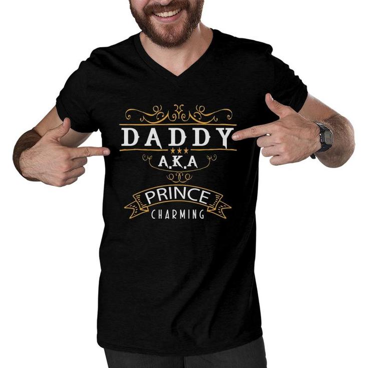 Father's Day Funny Cute  Daddy Aka Prince Charming Men V-Neck Tshirt