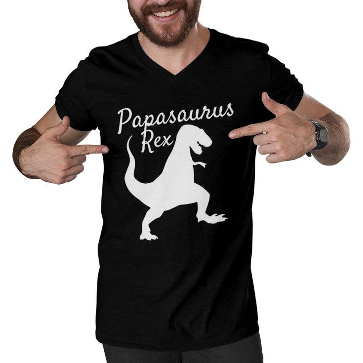 Father's Day Gift From Wife Son Daughter Kids Papasaurus Men V-Neck Tshirt