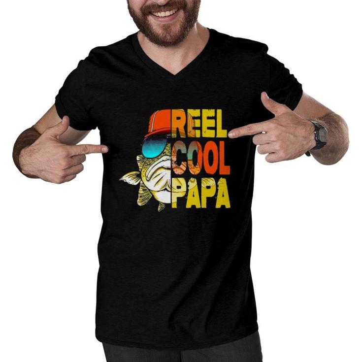 Father's Day Gifts- Fishing Reel Cool Papa Men V-Neck Tshirt