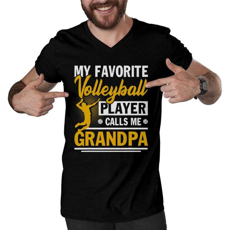 Father's Day My Favorite Volleyball Player Calls Me Grandpa Men V-Neck Tshirt