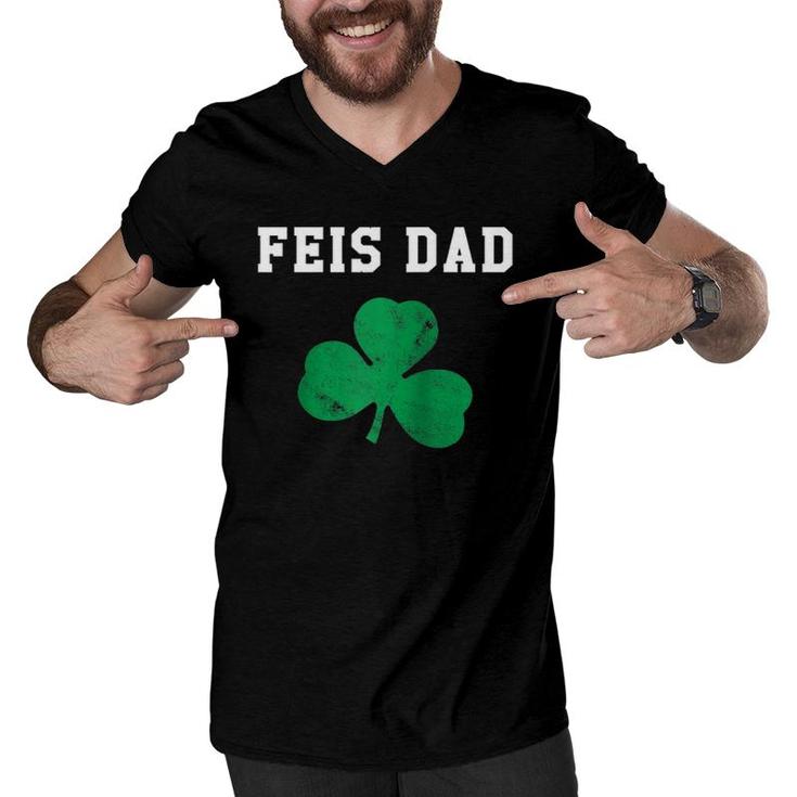 Feis Dad Father Of Irish Dancer Shamrock St Patricks Day Raglan Baseball Tee Men V-Neck Tshirt