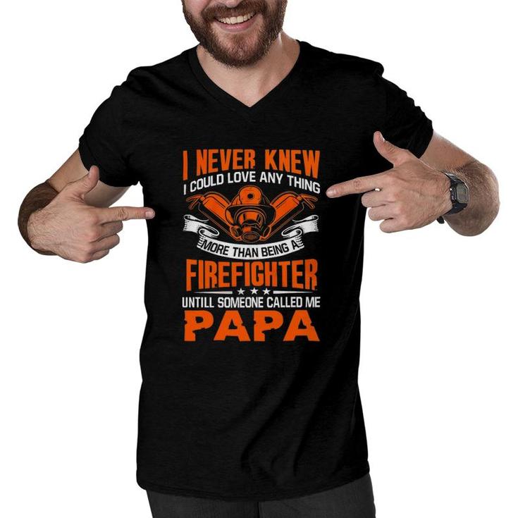 Firefighter Love Being Papa Grandpa Father's Day Gift Men V-Neck Tshirt