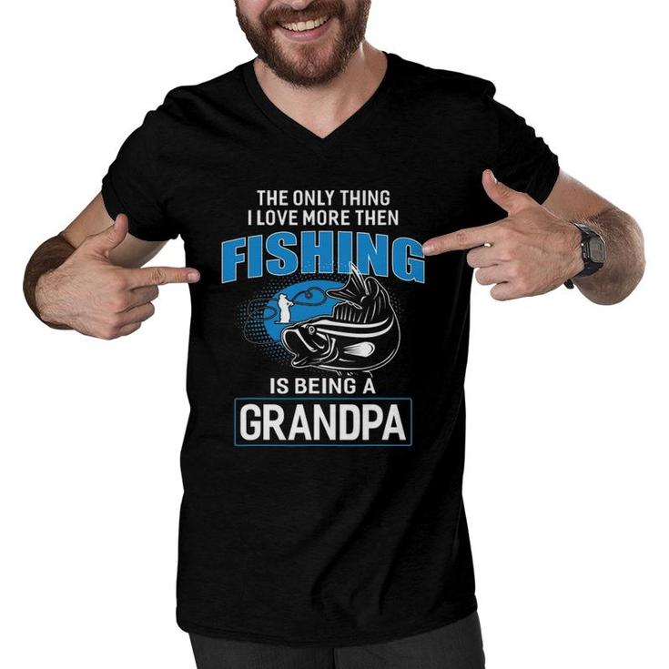 Fishing Grandpa Gift For Dad Father's Day Men Fishing Men V-Neck Tshirt