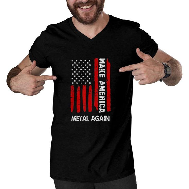 Forth 4th Of July Gift Funny Outfit Make America Metal Again  Men V-Neck Tshirt