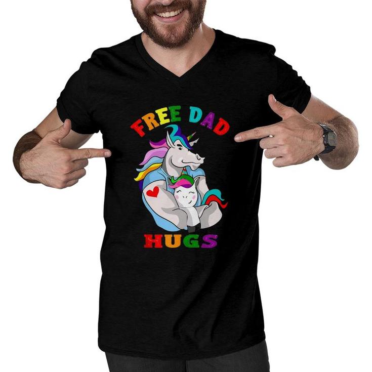 Free Dad Hugs Lgbt Gay Pride  Men V-Neck Tshirt