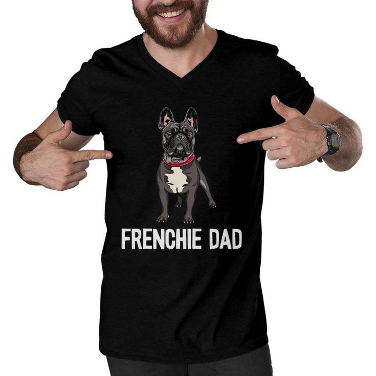 Frenchie Dad Black French Bulldog Father Funny Men Gift Men V-Neck Tshirt