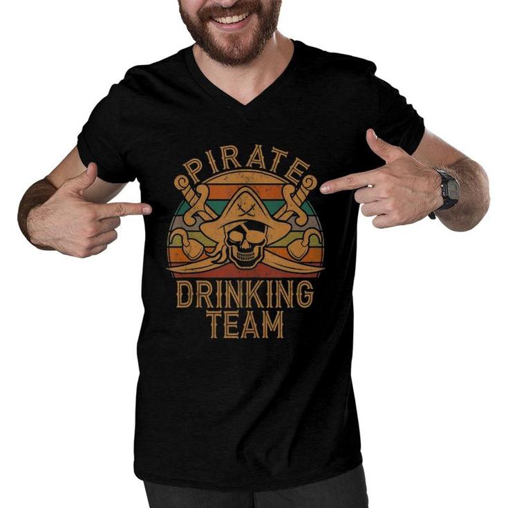 Fun Pirate Drinking Team Jolly Roger Dad Halloween Tank Top Men V-Neck Tshirt