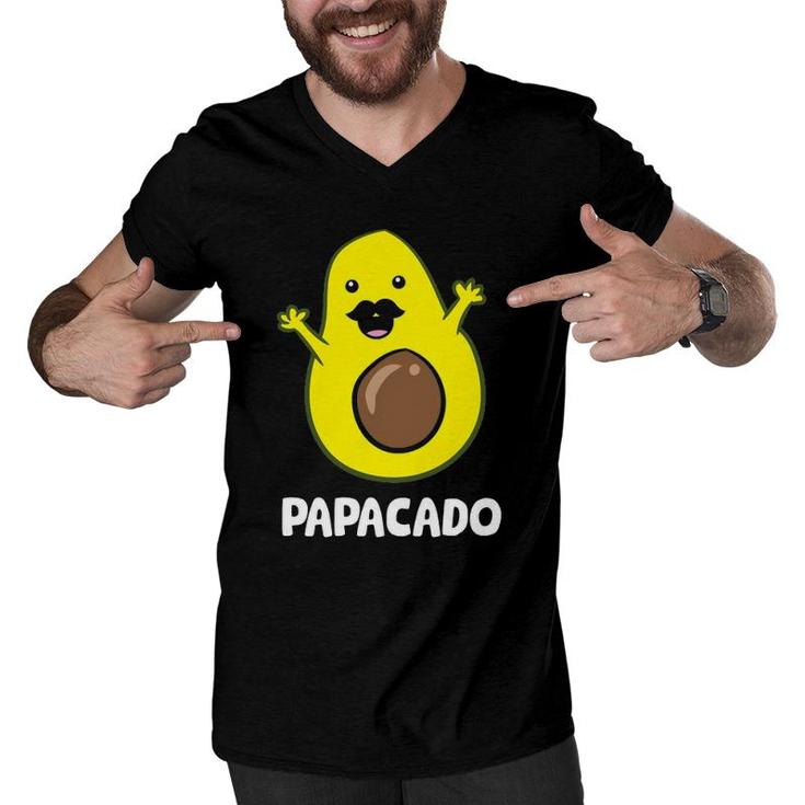 Funny Avocado Dad Guacamole Avocado Papacado  Men V-Neck Tshirt