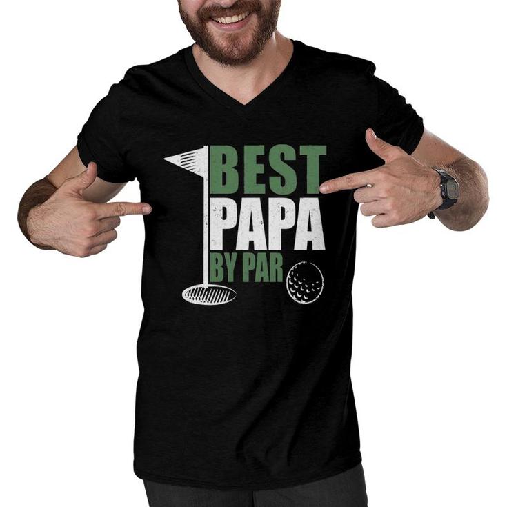 Funny Best Papa By Par Father's Day Golf Dad Grandpa Gift Men V-Neck Tshirt
