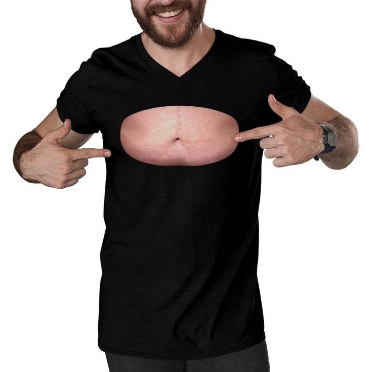 Funny Dad Fat Belly Realistic Hilarious Costume Essential Men V-Neck Tshirt