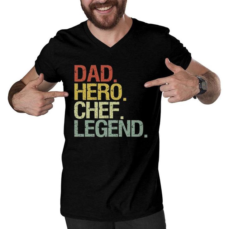 Funny Dad Hero Chef Legend Vintage Retro Men V-Neck Tshirt