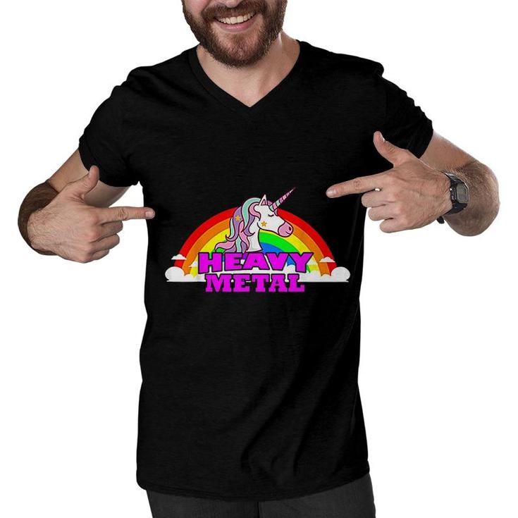 Funny Death Metal Unicorn Rainbow Gift Fantasy  Men V-Neck Tshirt