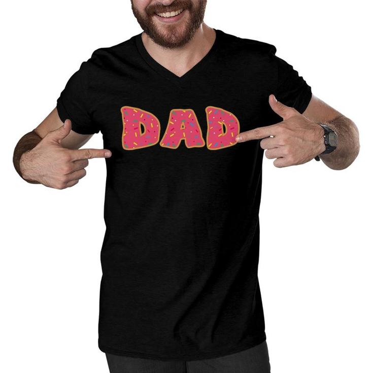 Funny Donut Cut Sprinkle Dad Daddy Food Lovers Gift Men V-Neck Tshirt