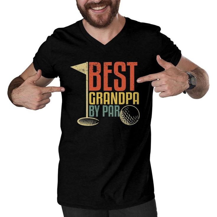 Funny Gift For Golf Lovers Best Grandpa By Par Men V-Neck Tshirt