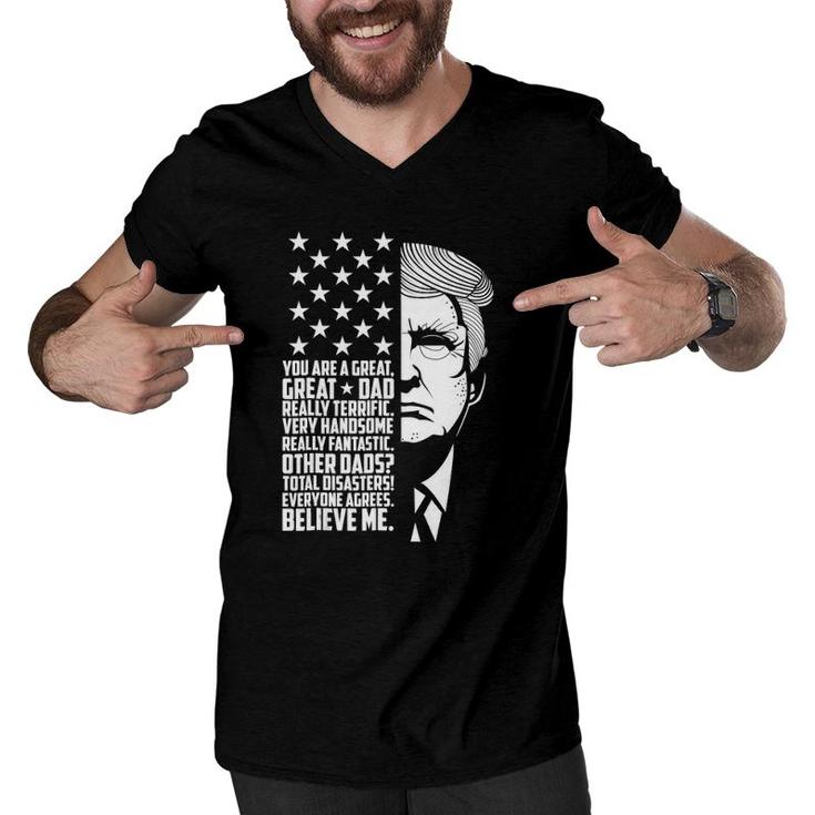 Funny Great Dad Donald Trump Father's Day Gift Men V-Neck Tshirt