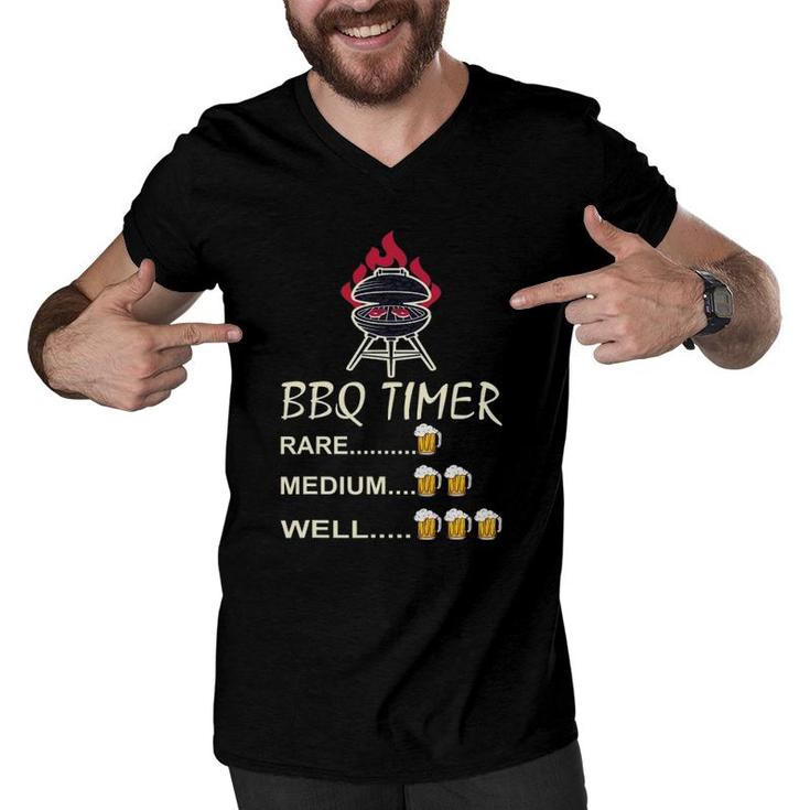 Funny Grill Father Bbq Timer Charcoal Barbecue Men V-Neck Tshirt