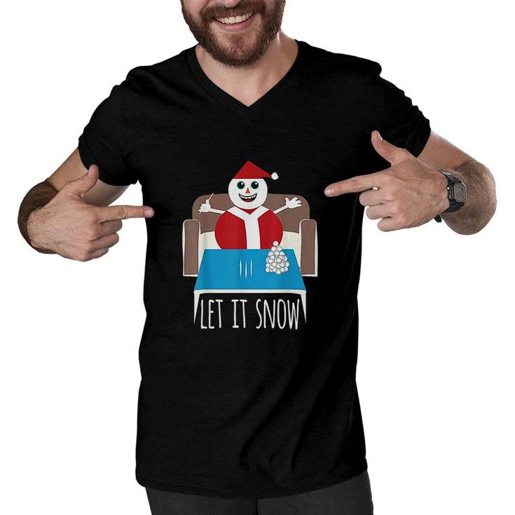 Funny Let It Snow Snowman Removed Ban Drug Reference Xmas  Men V-Neck Tshirt