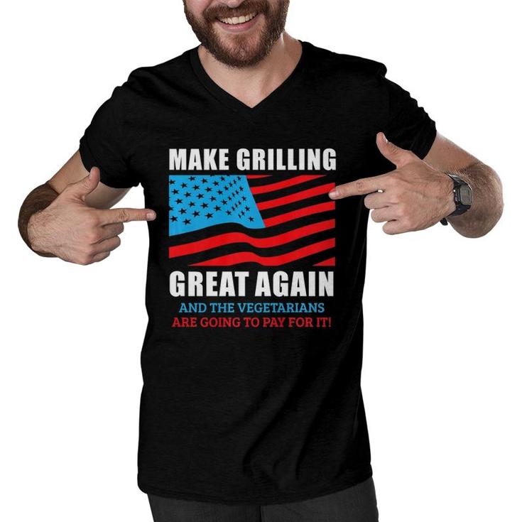 Funny Make Grilling Great Again Pro Trump Bbq Pit Master Dad  Men V-Neck Tshirt