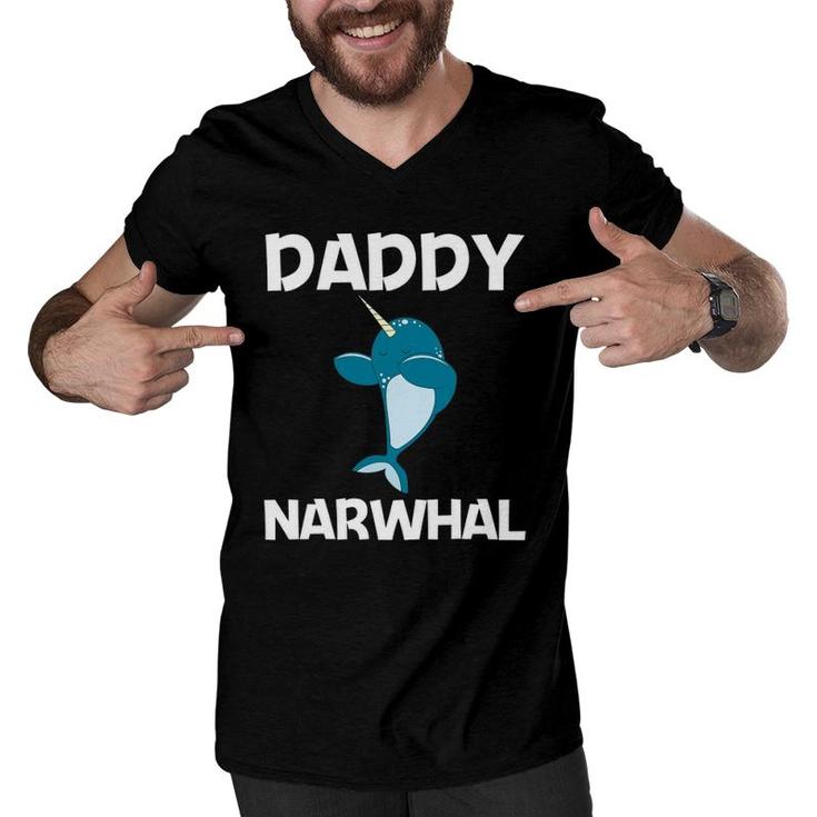 Funny Narwhal For Men Dad Narwhale Sea Unicorn Fish Whale Men V-Neck Tshirt