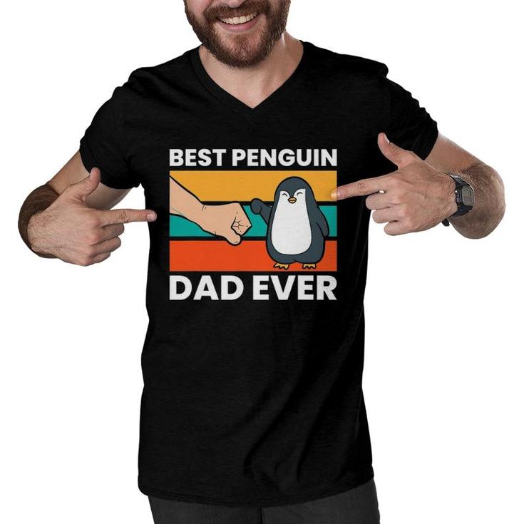 Funny Penguin Best Penguin Dad Ever Men V-Neck Tshirt