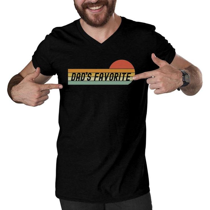 Funny Retro Dad's Favorite Son Or Daughter Father's Day Men V-Neck Tshirt