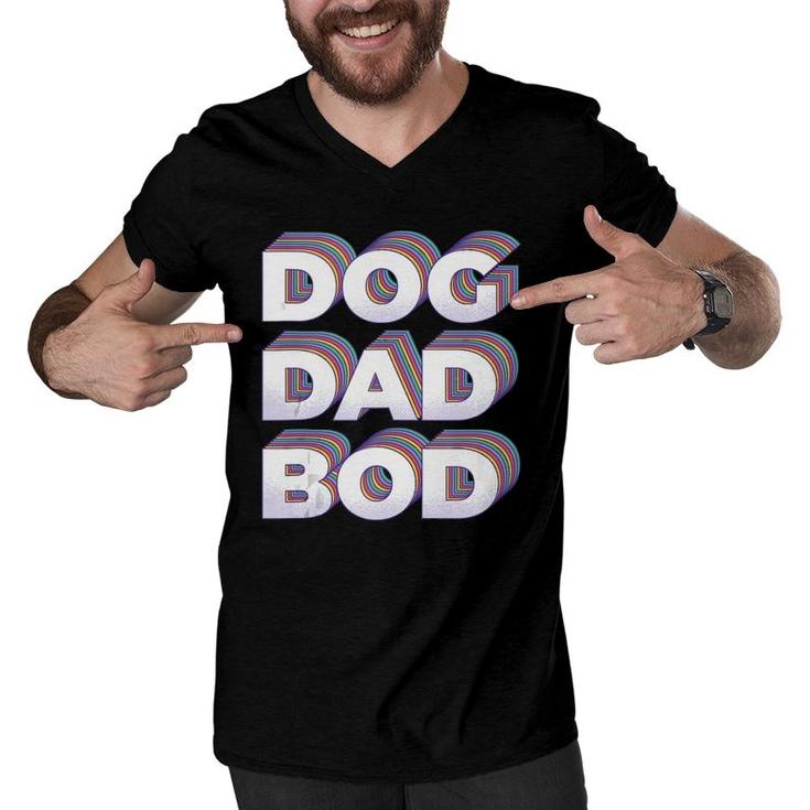 Funny Retro Dog Dad Bod Gym Workout Fitness Gift Men V-Neck Tshirt