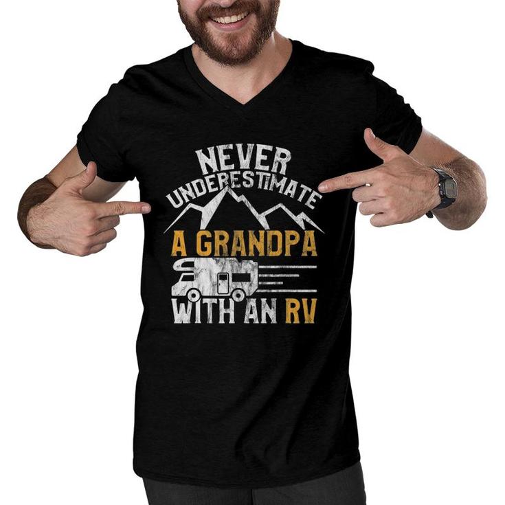 Funny Rv Stuff Apparel Never Underestimate Grandpa Tee Men V-Neck Tshirt