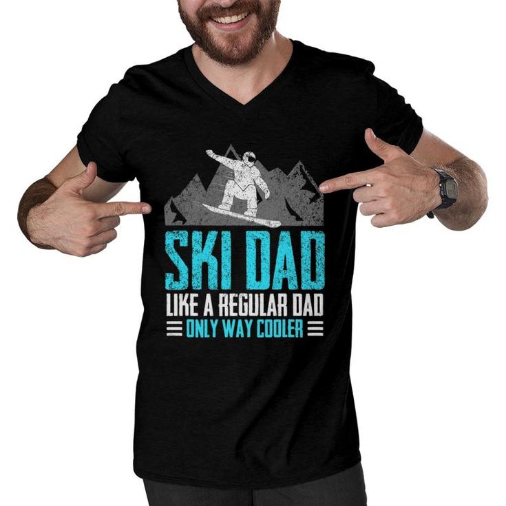 Funny Ski Dad Vintage Skier Tee Only Way Cooler Dad Skiing Men V-Neck Tshirt