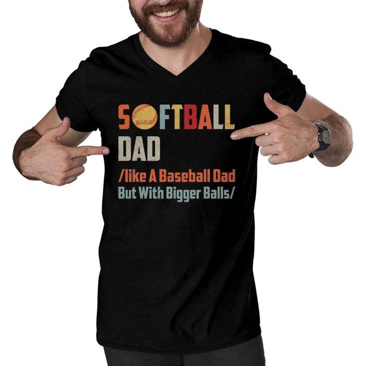 Funny Softball Baseball Dad Men V-Neck Tshirt