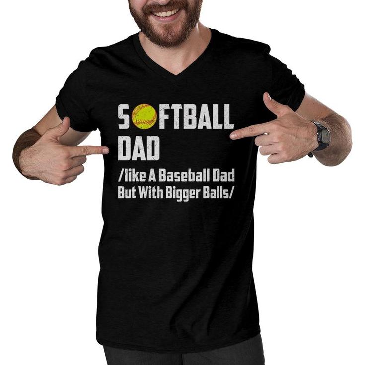 Funny Softball Dad Father's Day Gift Men V-Neck Tshirt