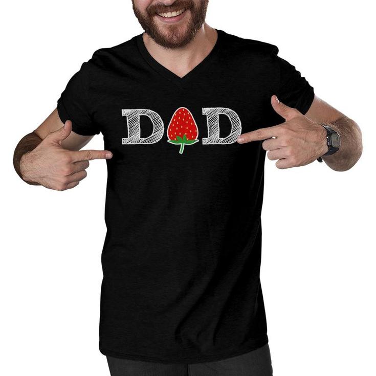 Funny Strawberry Dad Fruit Berry Father's Day Men V-Neck Tshirt
