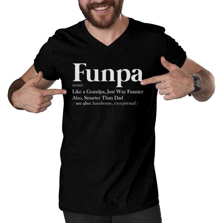 Funpa Definition Like Grandpa Funnier Smarter Than Dad Funny Men V-Neck Tshirt