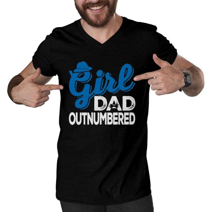Girl Dad Outnumbered Father's Day Gift From Son Daughter Wife Men V-Neck Tshirt