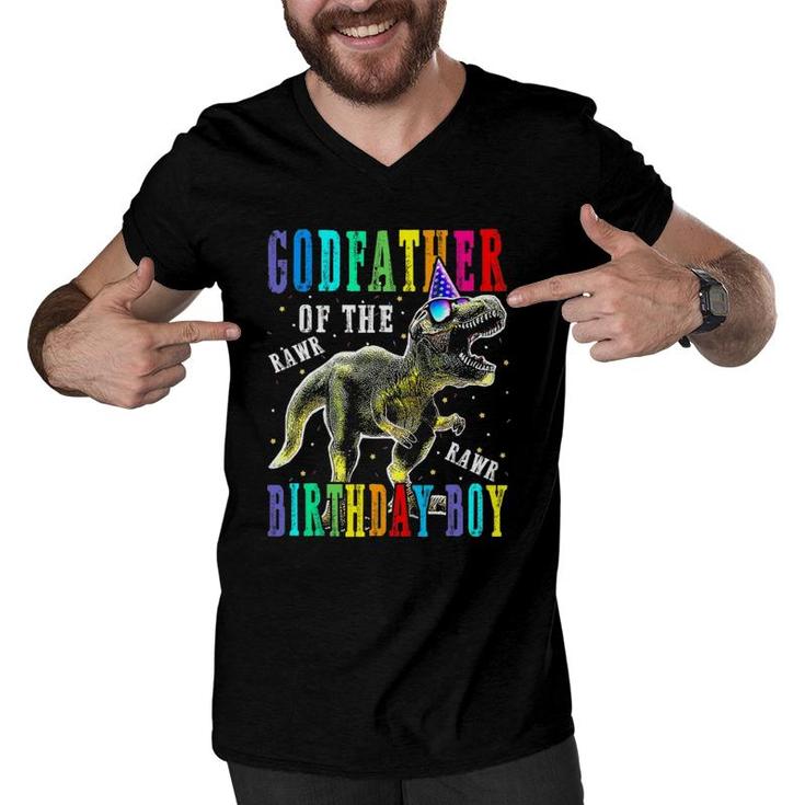 Godfather Of The Birthday Boy Dinosaur Men V-Neck Tshirt