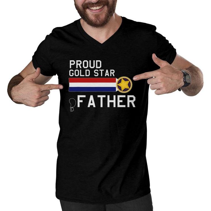 Gold Star Father Proud Military Family Men V-Neck Tshirt