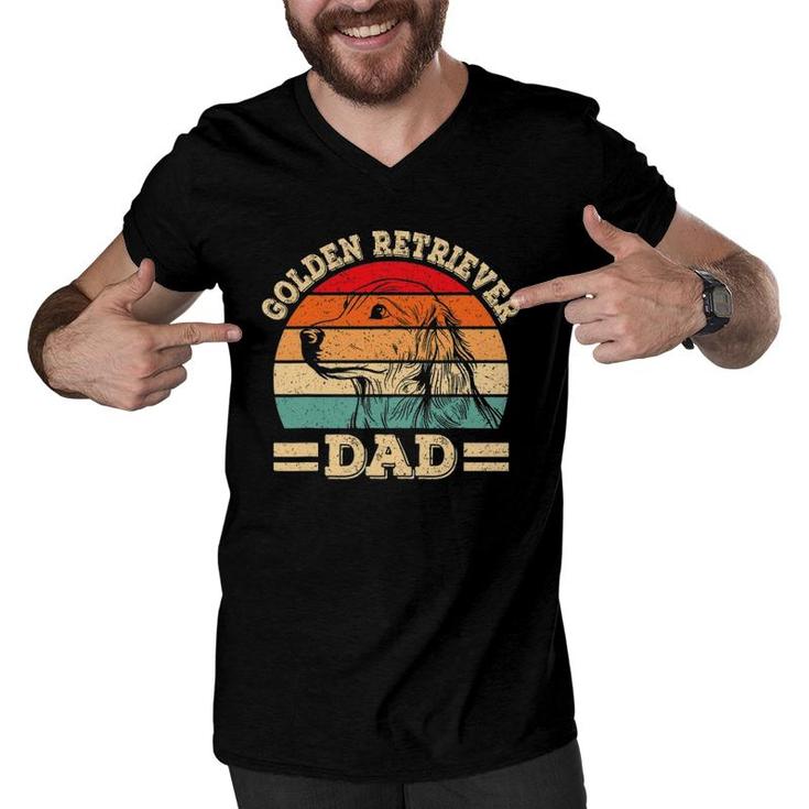 Golden Retriever Dad Design Funny Dog Lover Retro Vintage Men V-Neck Tshirt