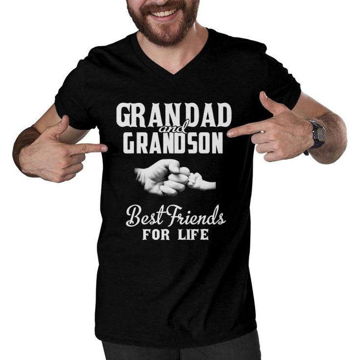 Grandad And Grandson Best Friends For Life Grandpa Gift Men Men V-Neck Tshirt