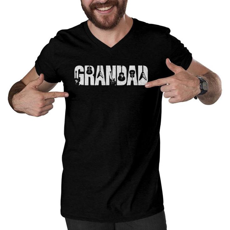 Grandad Father's Day Gifts Ideas Guitar Lover Guitarist Men V-Neck Tshirt