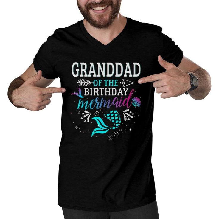 Granddad Of The Birthday Mermaid Matching Family Men V-Neck Tshirt