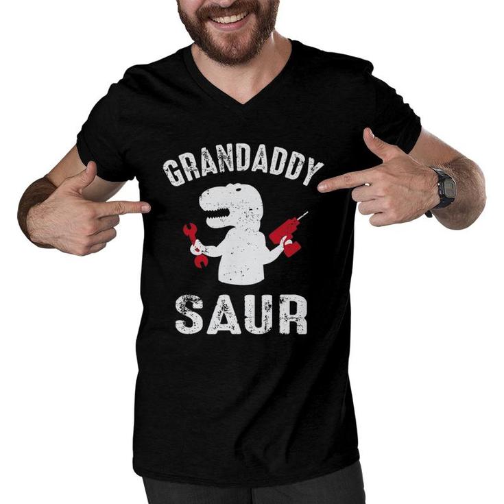 Granddaddy Saurus Funnyrex Grandpasaurus Men V-Neck Tshirt