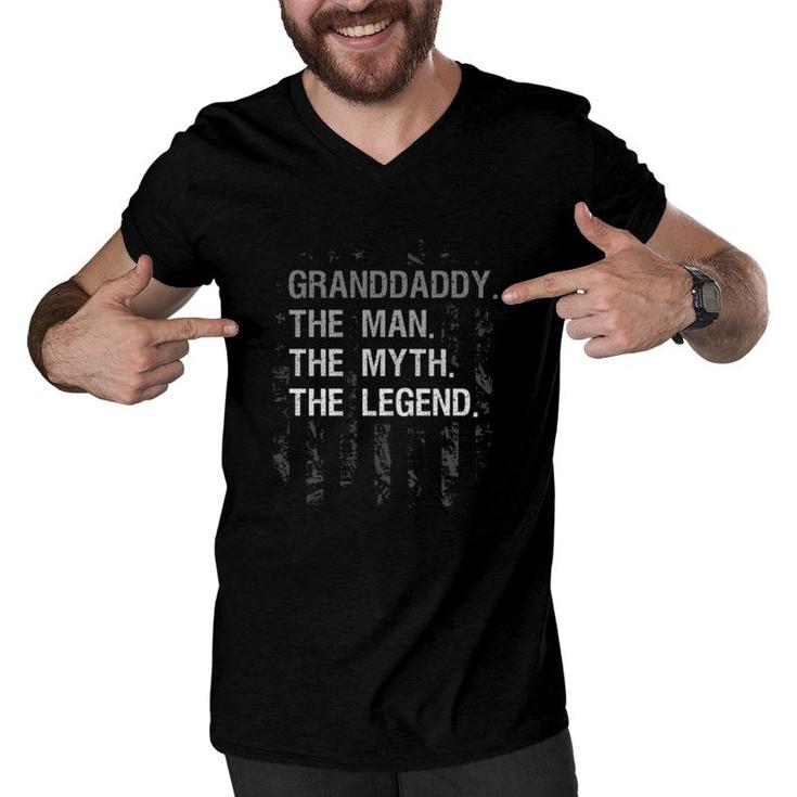 Granddaddy The Man Myth Legend  American Flag Men V-Neck Tshirt