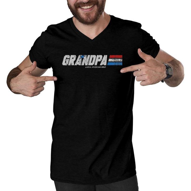 Grandpa - A Real American Hero Men V-Neck Tshirt