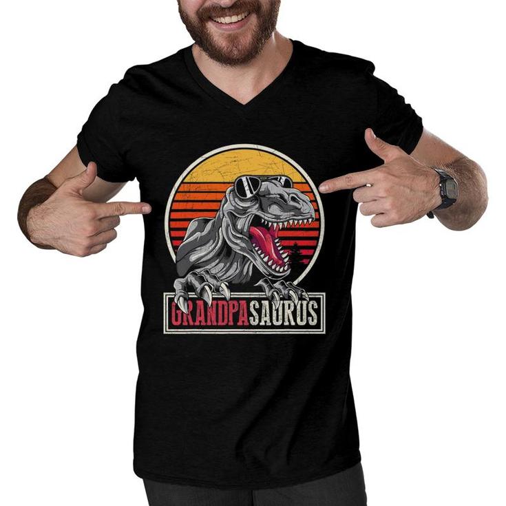 Grandpa Dinosaur Fathers Day Gift Idea Grandpasaurusrex Men V-Neck Tshirt