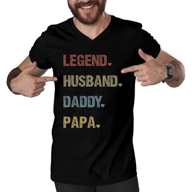 Grandpa Father's Day Legend Husband Dad Papa Vintage Retro Men V-Neck Tshirt