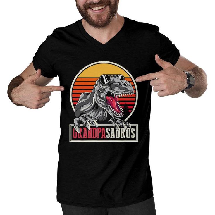 Grandpa Gift Idea Dinosaur Family Grandpasaurusrex Men V-Neck Tshirt