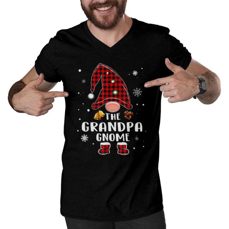 Grandpa Gnome Buffalo Plaid Matching Family Christmas Pajama  Men V-Neck Tshirt