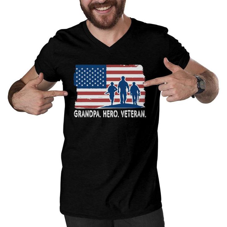 Grandpa Hero Veteran United States Of America Men V-Neck Tshirt