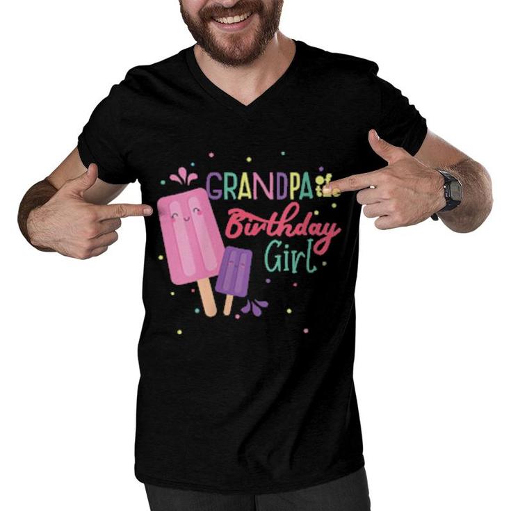 Grandpa Of The Birthday Girl Ice Cream Theme Matching Family  Men V-Neck Tshirt