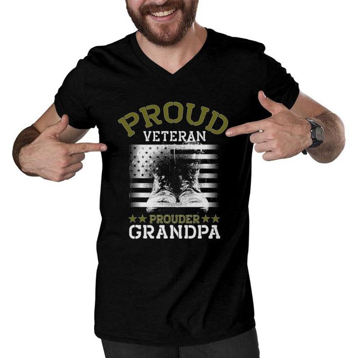 Grandpa Proud Veteran - Grandpa Veteran Grandfather Gift Men V-Neck Tshirt